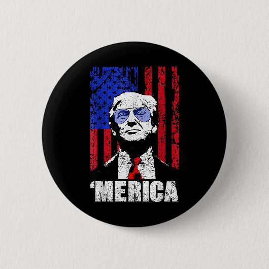 メリカトランプ7月の幸せ4日トランプ米国旗 缶バッジ (正面)