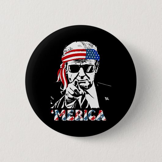 メリカトランプ7月の幸せ4日トランプ米国旗 缶バッジ (正面)