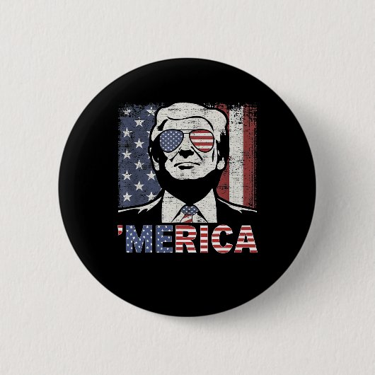 メリカトランプ7月の幸せ4日トランプ米国旗 缶バッジ (正面)