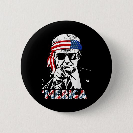 メリカトランプ7月の幸せ4日トランプ米国旗 缶バッジ (正面)