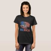 メリカトランプ7月の幸せ4日トランプ米国旗 Tシャツ (正面フル)