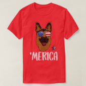メリカドイツの羊飼い犬7月の4thアメリカのFl Tシャツ (デザイン正面)