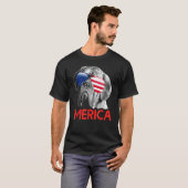 メリカドーグデボルドー米国国旗7月4日 Tシャツ (正面フル)