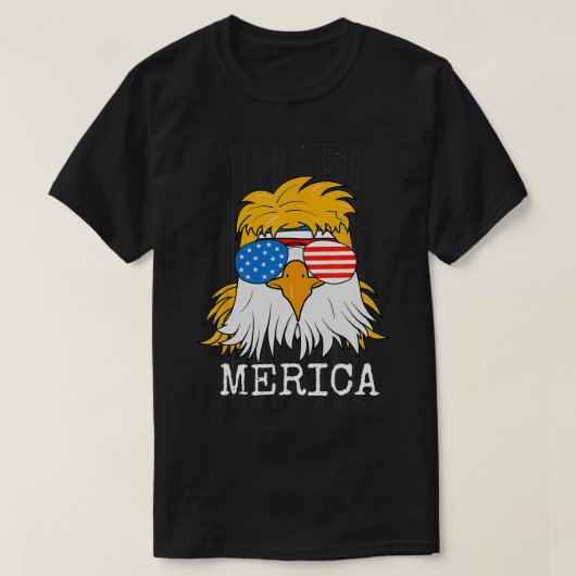 メリカバルトイーグル7月4日マレー米州旗 Tシャツ (デザイン正面)