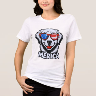 メリカパティオティックドッググラスUSA米国国旗4日 トライブレンドTシャツ