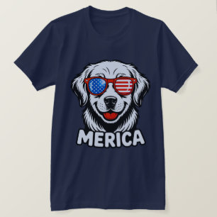 メリカパティオティックドッググラスUSA米国国旗4日 Tシャツ