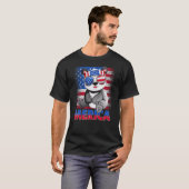 メリカパンダベア米国国旗のヘッドバンド4日Ju Tシャツ (正面フル)