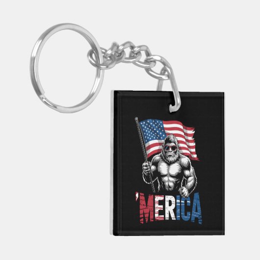 メリカビッグフット米国国旗の7月4日 キーホルダー (正面左)