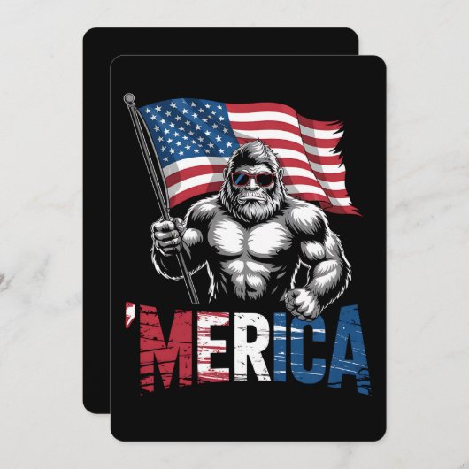 メリカビッグフット米国国旗の7月4日 招待状 (正面/裏面)