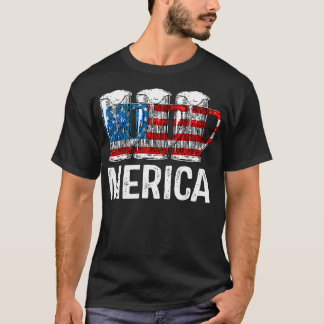 メリカビールアメリカ国旗T 7月4日ギフト Tシャツ