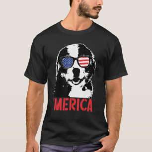 メリカベルネーズマウンテンアメリカ国旗のサングラス4 Tシャツ
