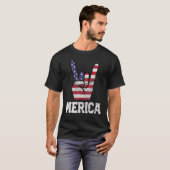 メリカロック7月4日ヴィンテージ米国国旗 Tシャツ (正面フル)
