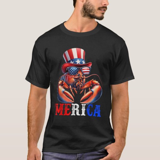 メリカロブスター愛国的な7月のおもしろい第4回Kids Me Tシャツ (正面)
