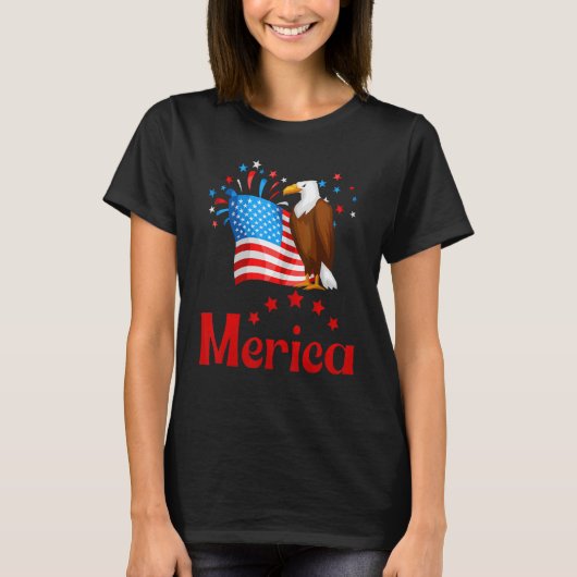 メリカ国旗のイーグルグラス Tシャツ (正面)