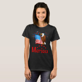 メリカ国旗のイーグルグラス Tシャツ (正面フル)