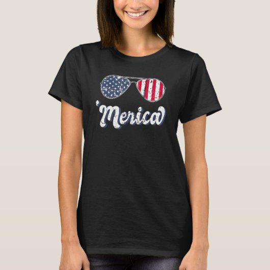 メリカ7月4日ヴィンテージ米国国旗 Tシャツ (正面)