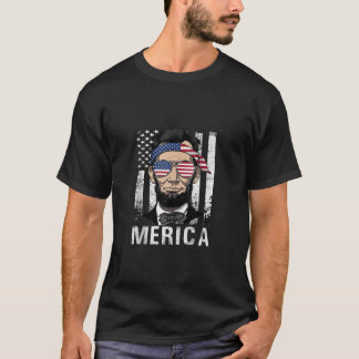 メリカ・アブラハム・リンカーン7月4日メンズアメリカン・fl tシャツ
