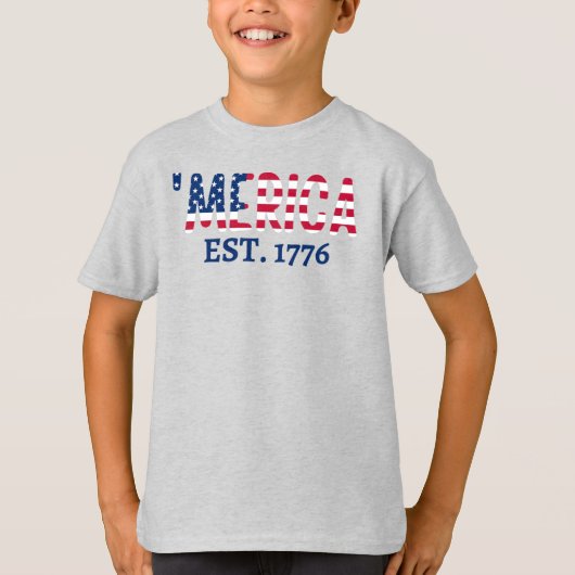 「メリカ・エスト。1776アメリカ愛国的Tシャツ Tシャツ (正面)