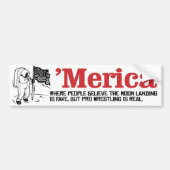 メリカ – 月信じの着陸の人々 バンパーステッカー (正面)