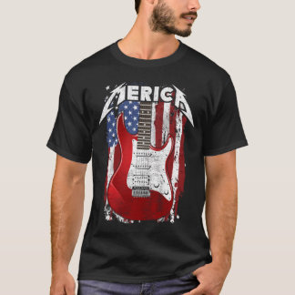 メリカUSAギタープレーヤーアメリカ国旗のギタリスト Tシャツ