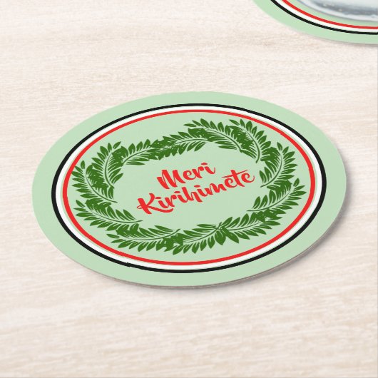 メリキリヒメテマオリメリークリスマス ラウンドペーパーコースター (アングル)