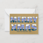 メリクリスタス カットアウト ブルー ゴールド ノートカード (正面)