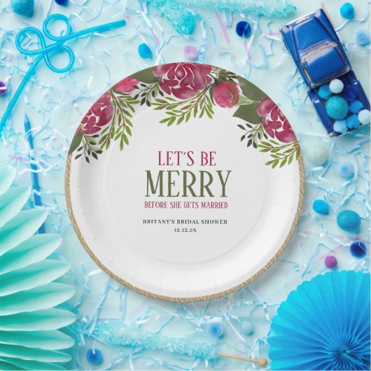 メリクリスマス フラワーブライダルシャワー ペーパープレート (パーティー)