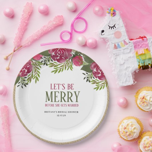 メリクリスマス フラワーブライダルシャワー ペーパープレート (パーティー)