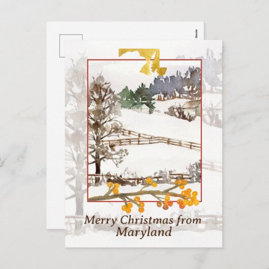 メリクリスマス メアリーランドファームの冬の木より シーズンポストカード (正面/裏面)