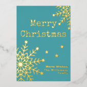 メリクリ タイプライター テキスト ティール エレガント 箔シーズンカード (正面)