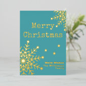 メリクリ タイプライター テキスト ティール エレガント 箔シーズンカード (立ち正面)