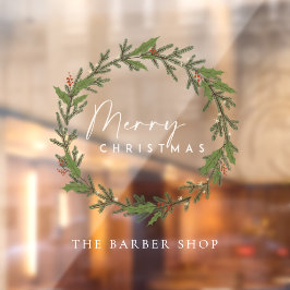 メリシンプルークリスマスパインベリーグリーンリース   ウィンドウサイン