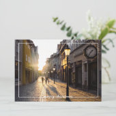 メリシンプルークリスマスフレームオーバーレイフォトカード 招待状 (スタンド正面)