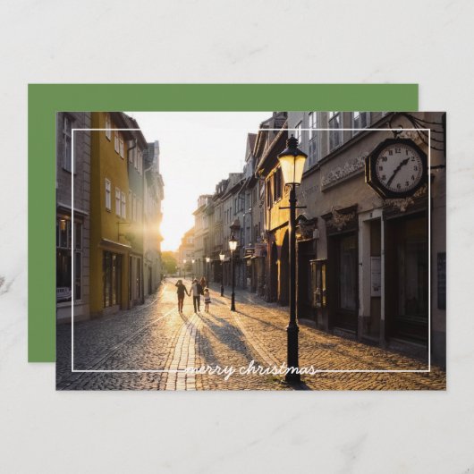 メリシンプルークリスマスフレームオーバーレイフォトカード 招待状 (正面/裏面)