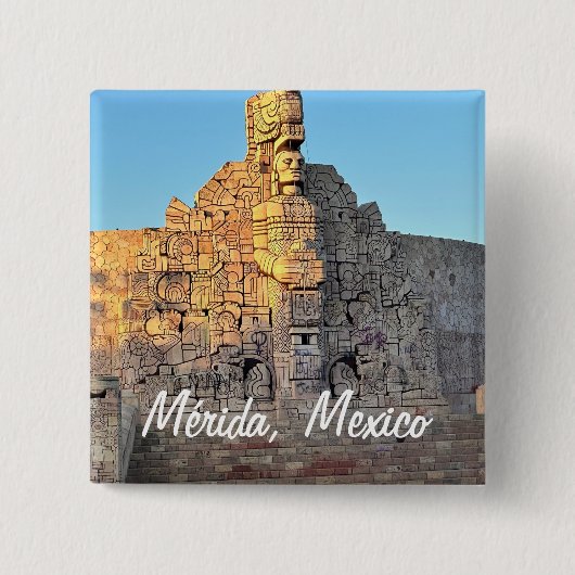 メリダ，メキシコ – 四角ボタン 缶バッジ (正面)