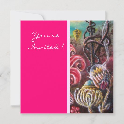 メリッサの庭園2、鮮やかな赤、ピンク、緑 招待状 (正面)