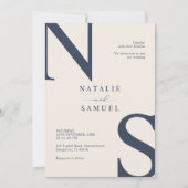 メリノエレガントミニマはっきりしたリスト結婚イニシャル 招待状 (正面)