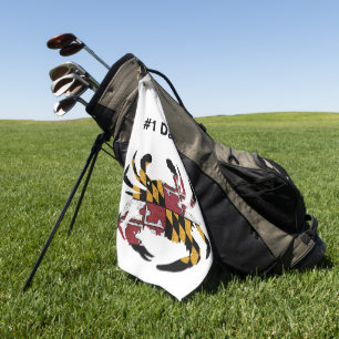 メリパーソナライズされたランド州旗ブルーカニゴルフタオル ゴルフタオル