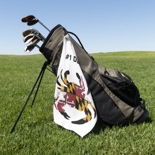 メリパーソナライズされたランド州旗ブルーカニゴルフタオル ゴルフタオル (グリーン)