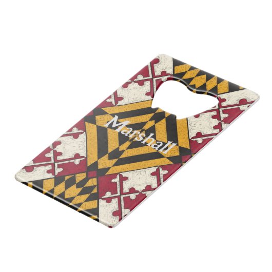 メリパーソナライズされたランド州旗ボトルオープナー クレジットカード栓抜き (正面アングル)