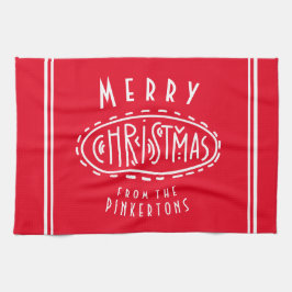 メリパーソナライズされたークリスマス赤 キッチンタオル