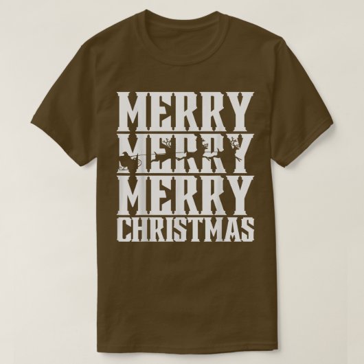 メリメリーメリースクリスマスサンタススレー&飛んでいる Tシャツ (デザイン正面)