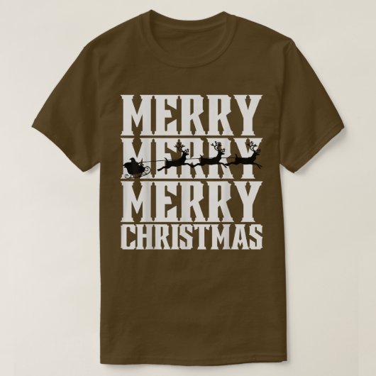 メリメリーメリースクリスマスサンタススレー&飛んでいる Tシャツ (デザイン正面)
