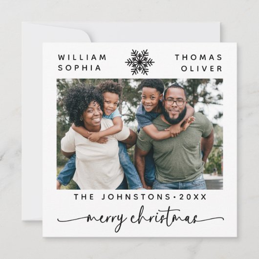 メリモダンスミニマル・クリスマスの家族の名前の写真 シーズンカード (正面)