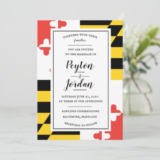 メリモダンーランド州旗結婚式招待状 招待状 (スタンド正面)