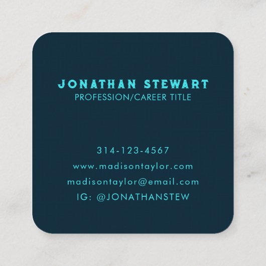 メリユニークカルエメラルドグリーンウォーター絵を描カラー スクエア名刺 (裏面)