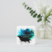 メリユニークカルエメラルドグリーンウォーター絵を描カラー スクエア名刺 (スタンド正面)