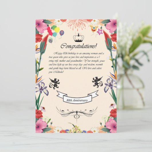 メリンダの80番目の誕生日グリーティングカード シーズンカード (スタンド正面)