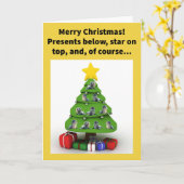 メリーおもしろいクリスマスに10個のアザラシを木に飾る カード (黄色い花)