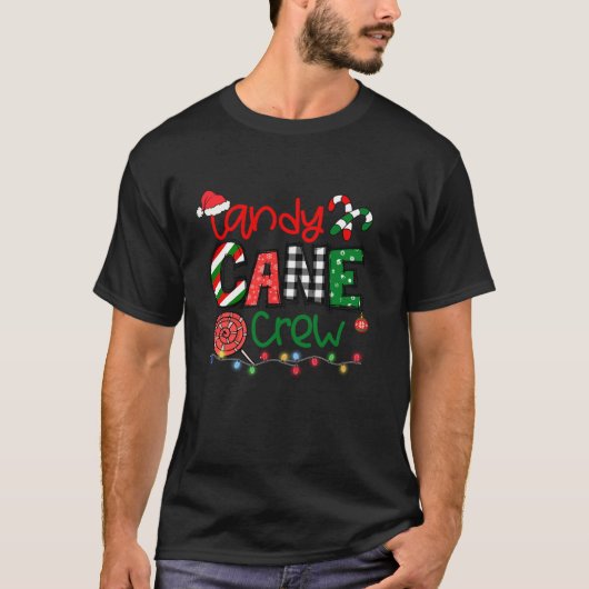 メリーおもしろいクリスマスのお菓子のクルーのマッチファム Tシャツ (正面)